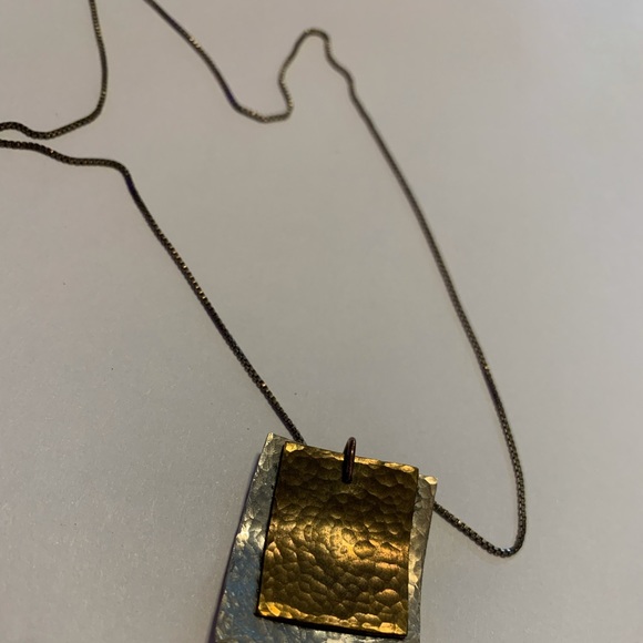 Hand Hammered Sterling and Copper Necklace - Picture 2 of 6